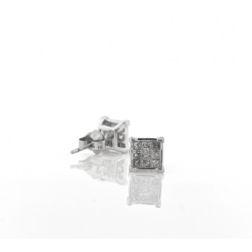 14Kt White Gold Invisible Set Diamond Stud Earrings 0.40Ct